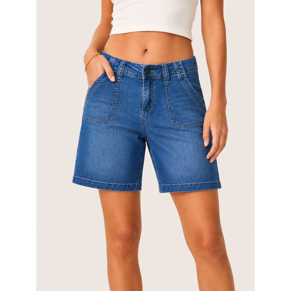 JAG Jeans Classic Fit Denim Bermuda Shorts Women's Size 8 Stretch Mid Rise Blue